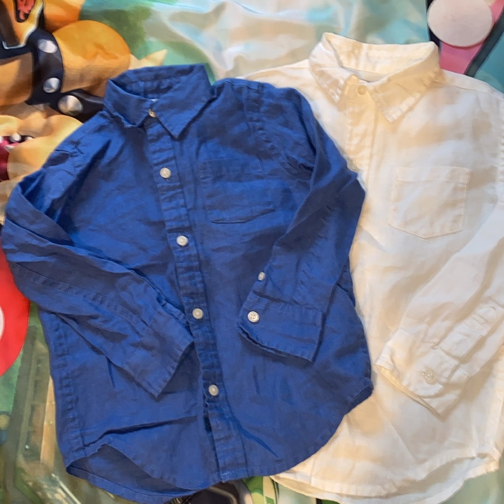 Two (2) Janie & Jack Linen long sleeve button up shirts